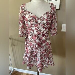 Mi Ami Pink and White Floral Dress Francesca’s Women’s size small NWT NEW